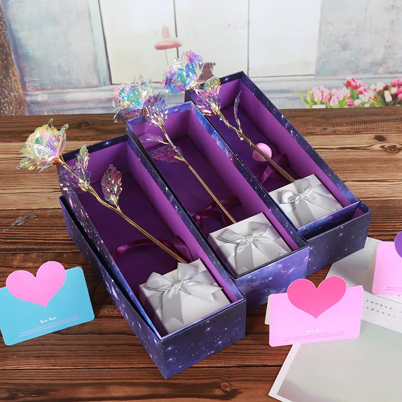 

24 Gold-Foil Roses Luminous Gold Rose Jewelry Box Set Little Creative Gifts Valentine's Day Gift