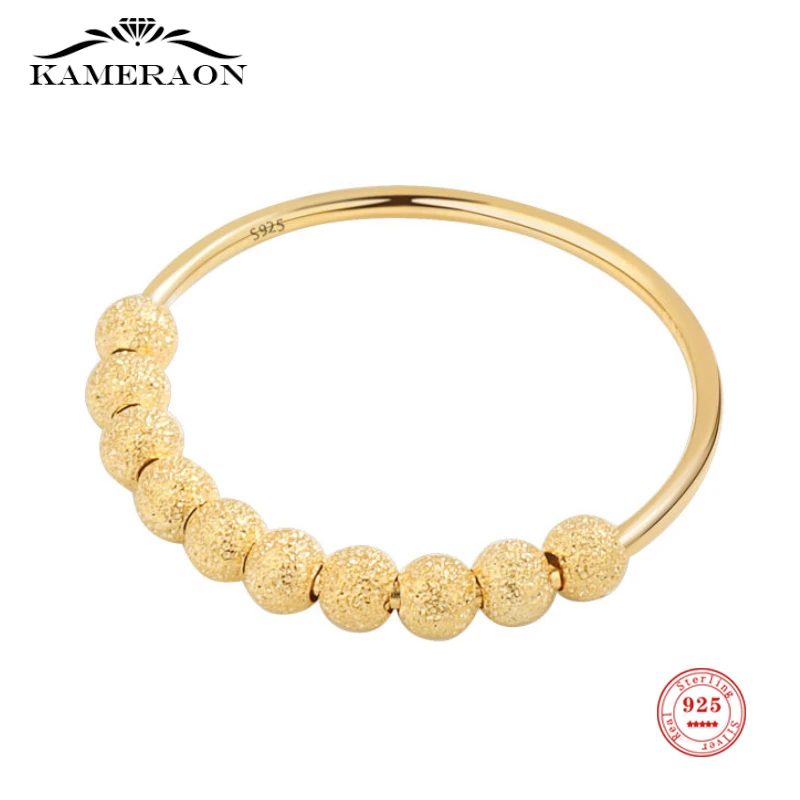 

Кольцо Kameraon из стерлингового серебра S925 в Корейском стиле, простое матовое кольцо с бусинами, кольцо для студентов