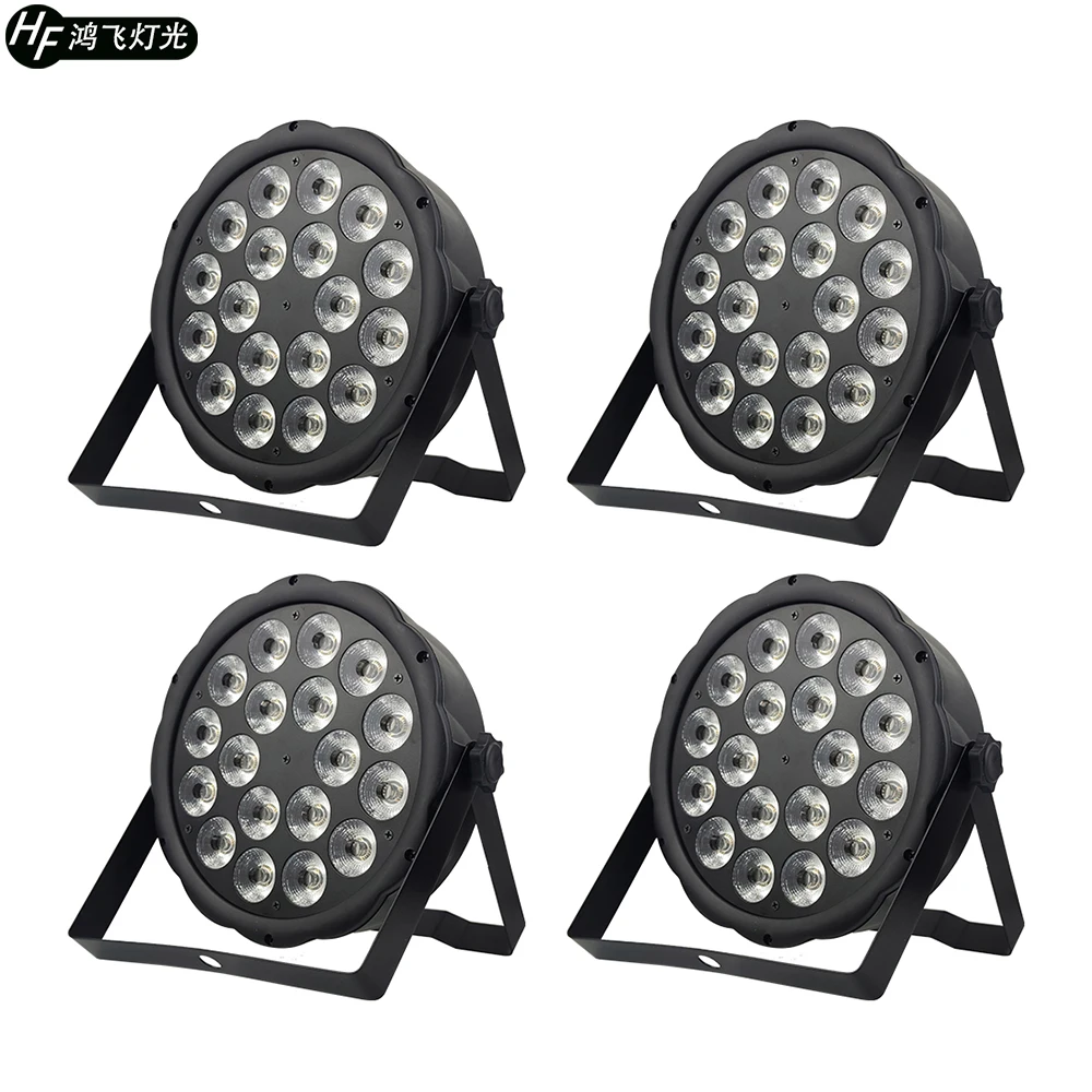 

4 PCS 18x18w RGBWA UV 6in1 LED Par light DMX Stage Dj Flat Light KTV Bar Disco Light 18x12w RGBW Par Light
