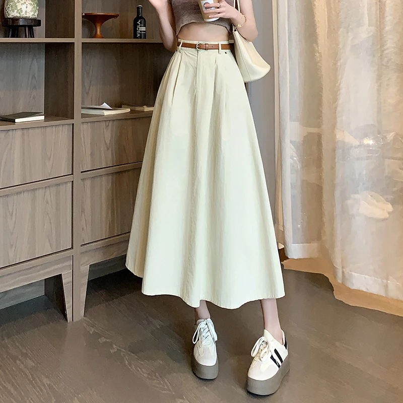 Женская плиссированная юбка с высокой талией Повседневная Длинная