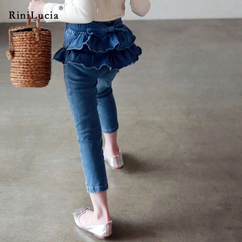 

RiniLucia Baby Jeans Solid Color Jeans For Girls Spring Autumn Skirt Jeans Baby Girl Casual Style Toddler Girl Clothes