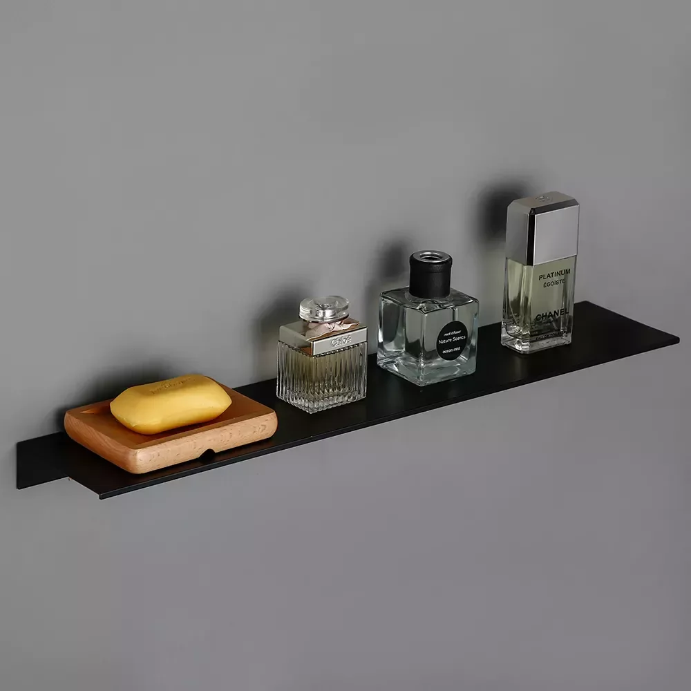 

White Black Aluminum Wall Mounted Type Single Tier Multipurpose Bathroom Kitchen Shower Room Toilet Accessories Shelves Rack