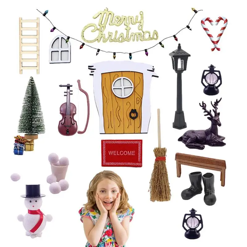 

Рождественская миниатюрная дверь, волшебные зубы, Сказочная дверь, искусственные рождественские сказочные Садовые принадлежности, включает в себя маленькую дверь