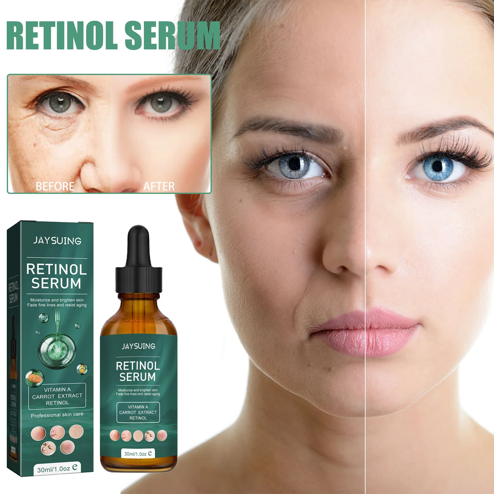 

Retinol Facial Serum Whitening Brightening Moisturizing Skin Care Shrink Pores Face Essence Anti Aging Lifting Firming Repairing