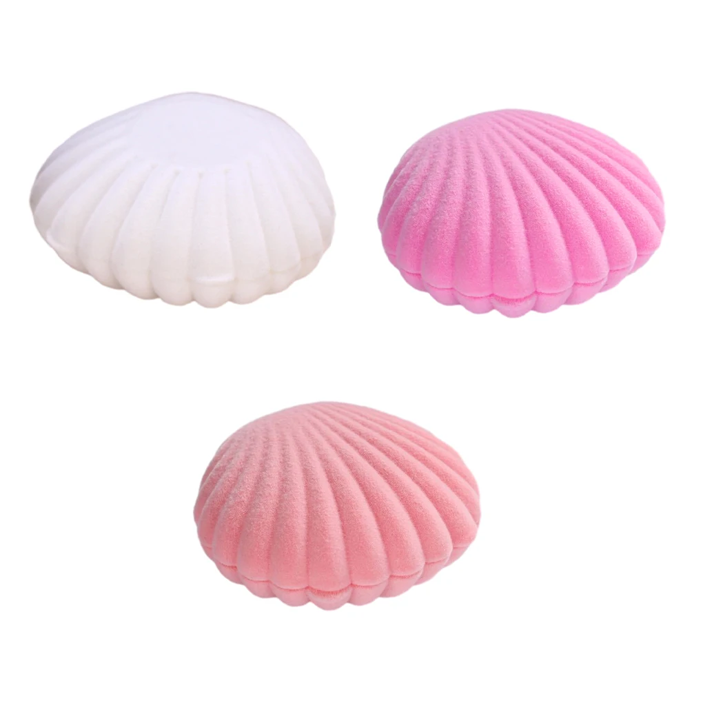 

Флокированная женская коробка в форме ракушки для хранения ювелирных изделий, Сменное декоративное защитное ожерелье, контейнер для драгоценностей