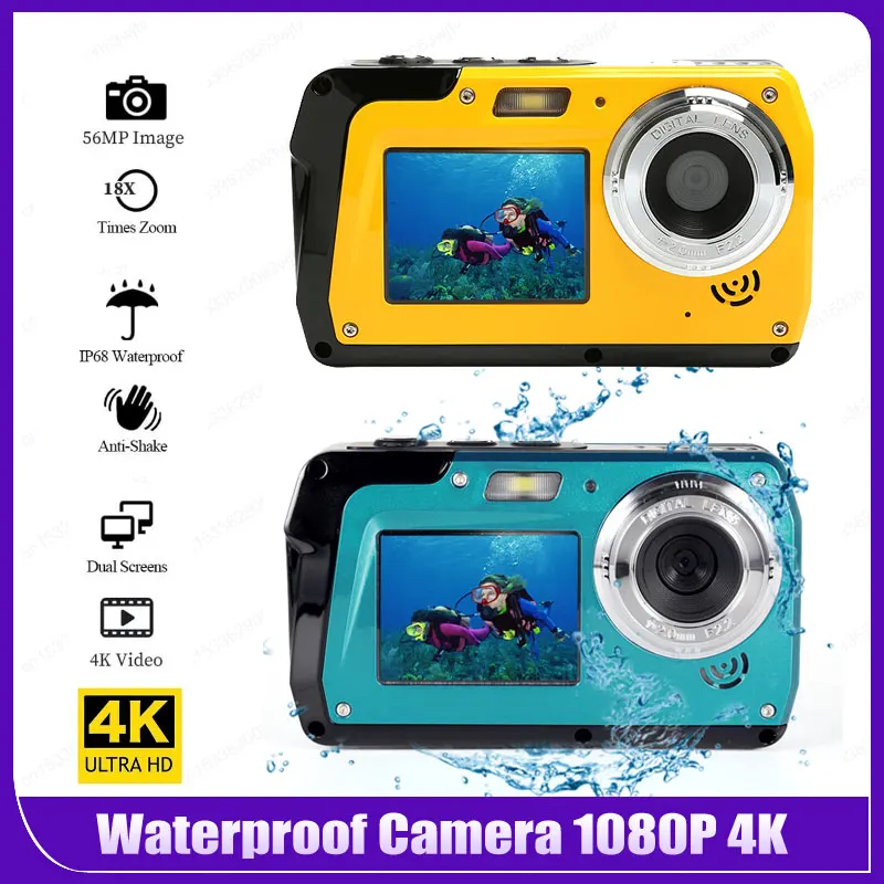 

4K Underwater Camera Dual Screens HD 2.7K 56MP Digital Waterproof Anti-shake Face Detection Video Recorder Camera for Snorkeling