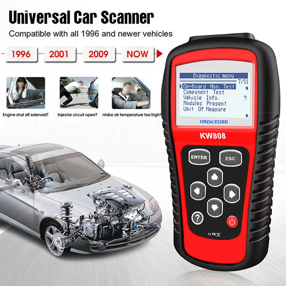 Фото Автомобильный сканер MS509 KW808 для автомобилей с OBDII/EOBD, поддержка протоколов J1850, ISO9141, KWP2000, CAN, просмотр данных в реальном времени №2