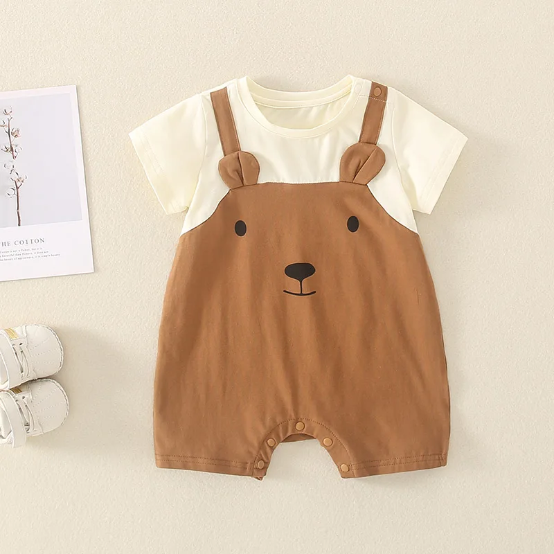 

Baby Jumpsuit Korean Version Children's Short Sleeve Bodysuit 2023 New Full Moon Baby Cartoon Newborn Rompers