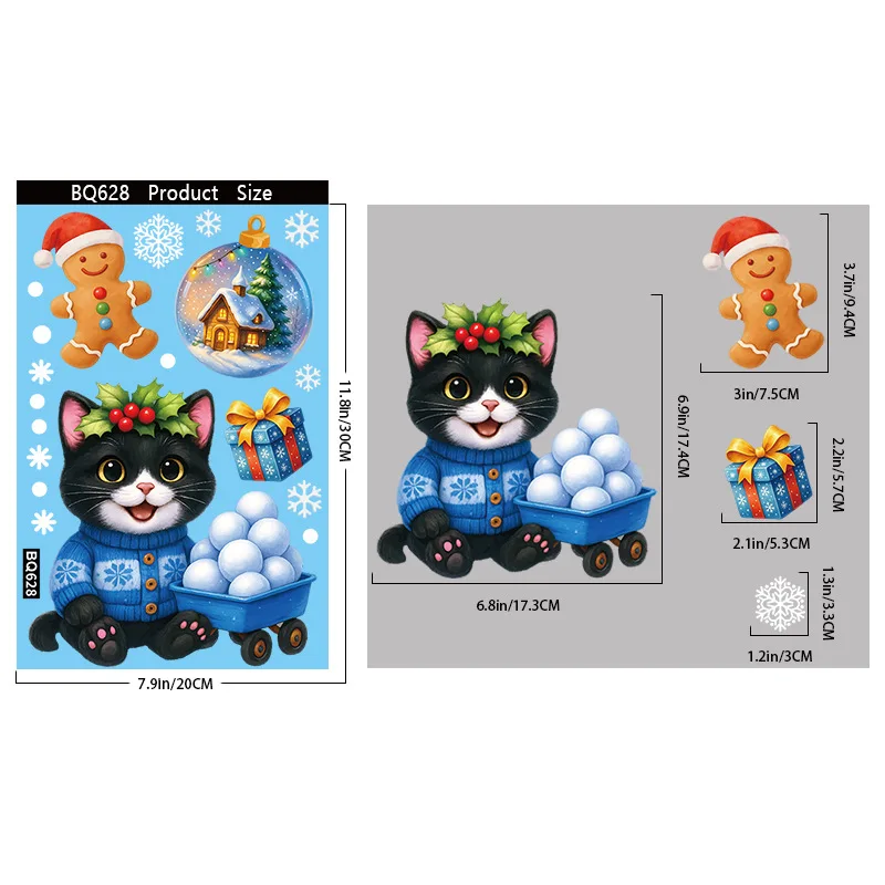 

Рождественская наклейка с котом