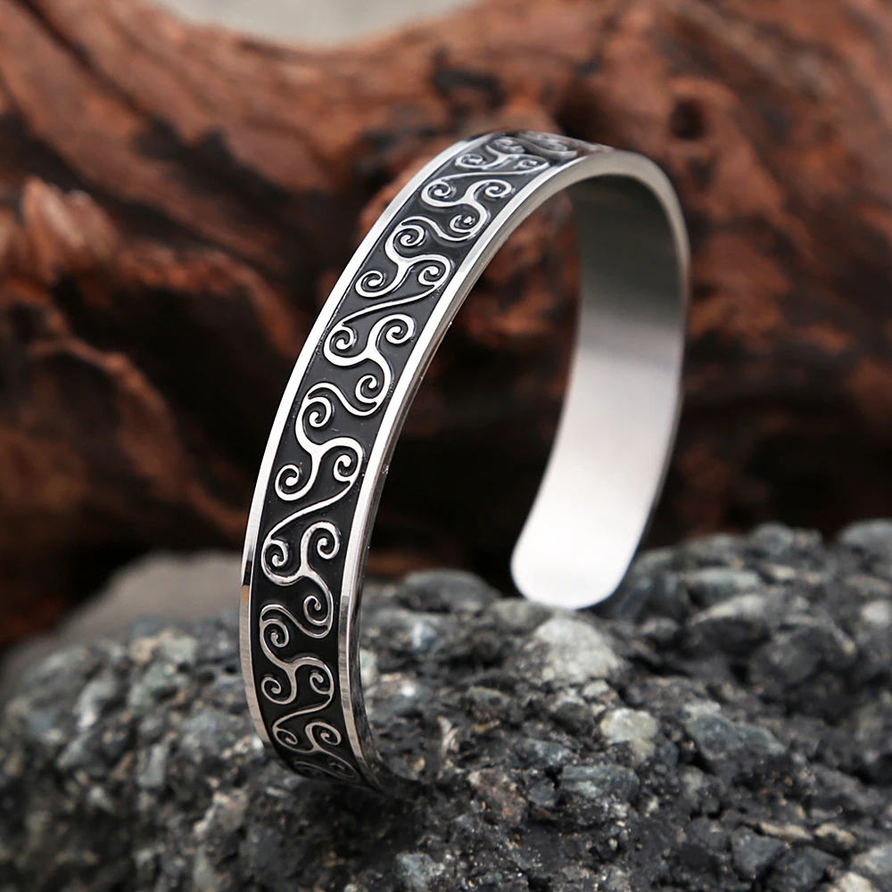 

Punk Vintage Viking Rune Bracelet Stainless Steel Men's Women's Celtic Knot Biker Cuff Bracelet Fashion Jewelry Gifts Wholesale