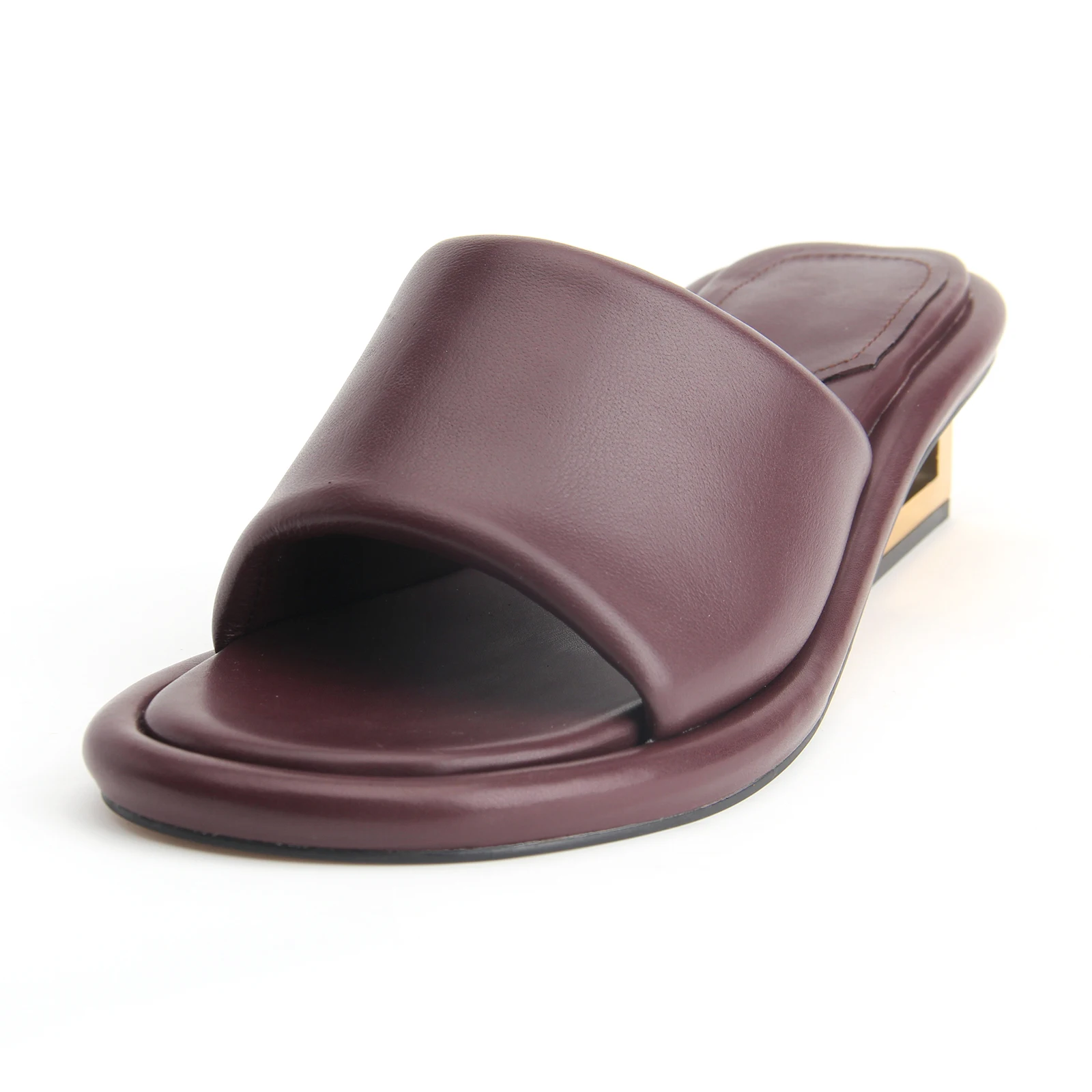 Женские дизайнерские кожаные сандалии черные туфли без задника на массивном