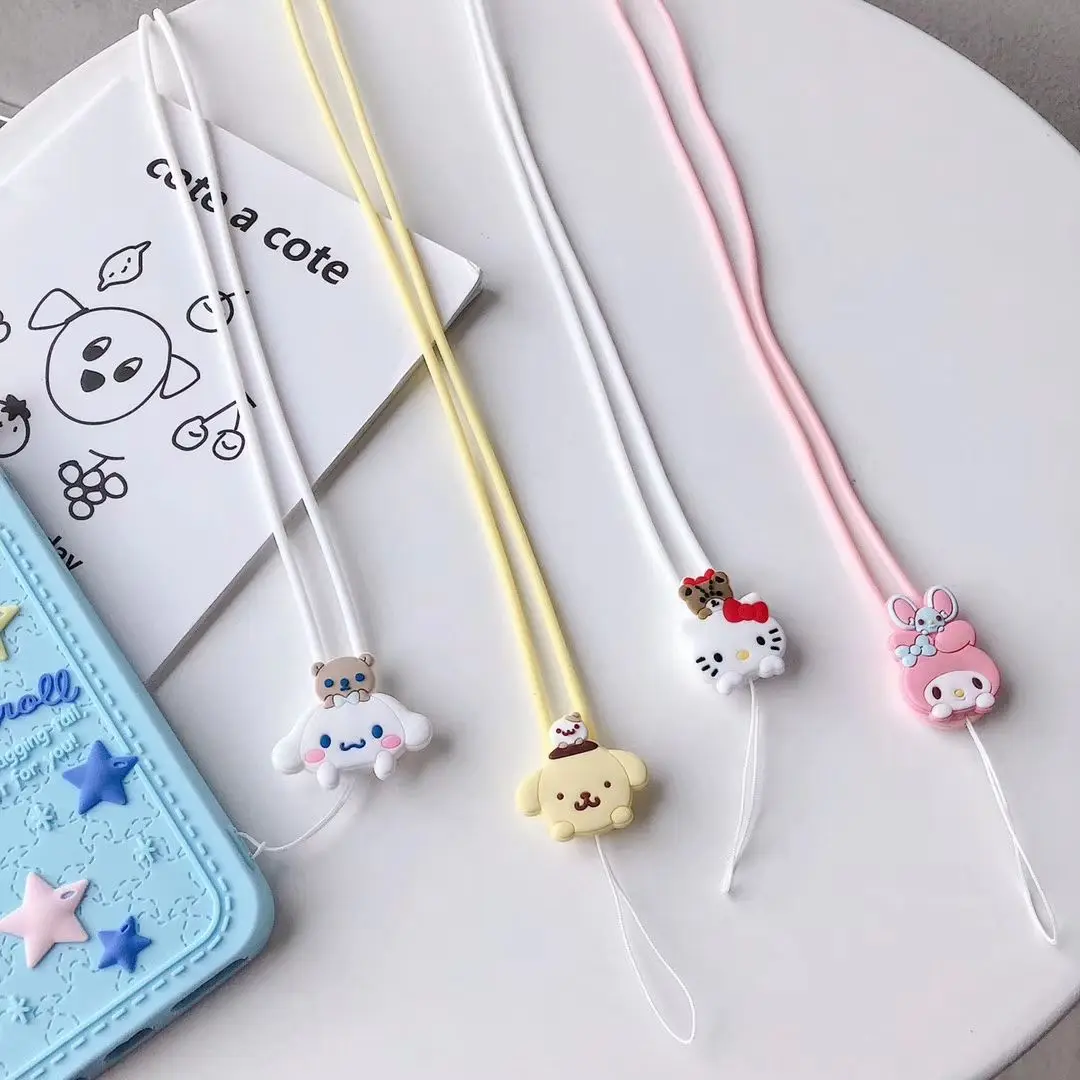 

Kawaii Cinnamoroll Mobile Phone Strap Universal Crossbody Phone Silicone Rope Neck Anti-Lost Lanyards Cell Phone Accessories