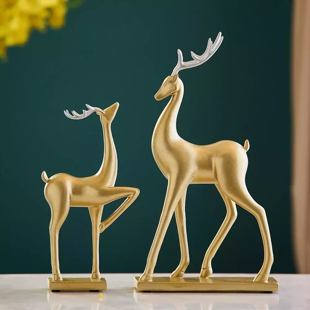 

Deer Decoration Statue Resin Sculpture Golden Home Decor Nordic Statues Deer Figurines Modern art Decoration luxurious Tabletop