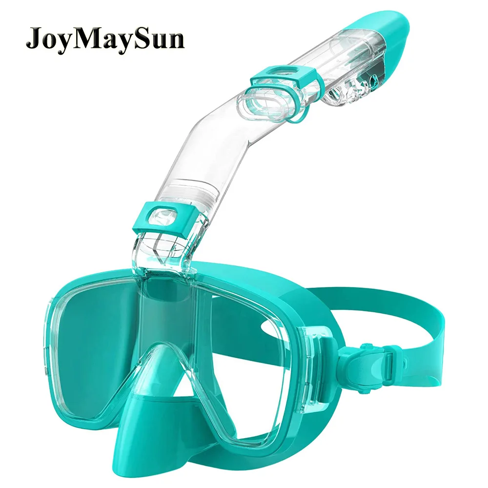 Diving Mask Foldable Anti-Fog Snorkel Mask Set with Full Dry Top System for Free Swim Professional Snorkeling Gear Adults Kids