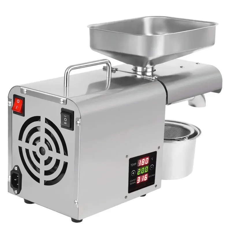 110V/220V Stainless Steel Oil Press Machine 610W Household Flaxseed Peanut Sesame Butter 3-5Kg/H