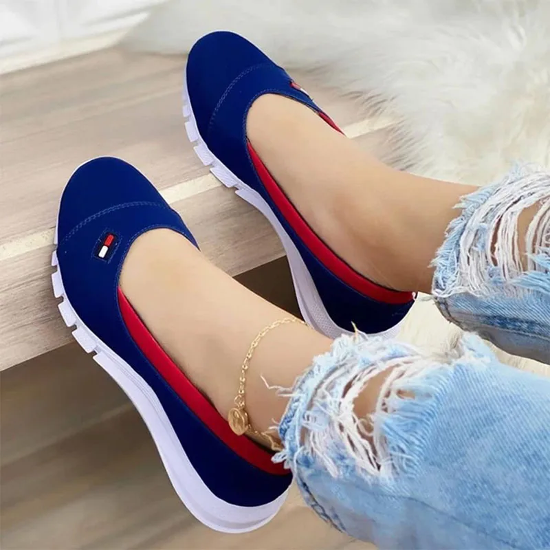 

Breathable Shallow Flats For Women 2022 Summer Woman Slip On Vulcanized Ladies Comfort Sneakers Female Walking Shoes