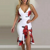 35 women boho dress summer sleeveless printed casual beach party dress ruffle bodycon dress dresses large sizes
