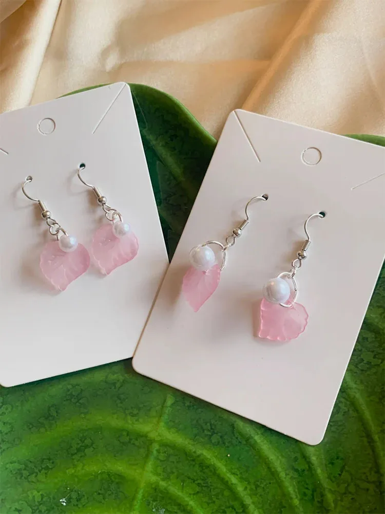 

leaves dangle earrings silver Pearl Leaflet fashion goth designer statement cute earrings women 2022 trending