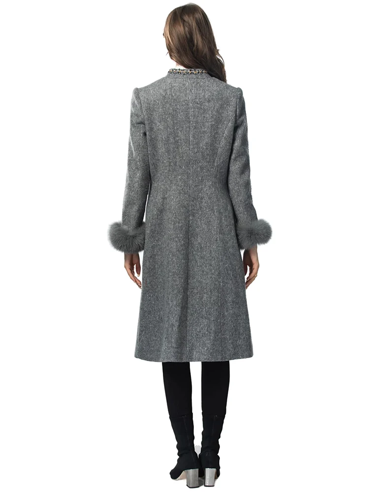 Пальто DLDENGHAN женское Шерстяное твидовое верхняя одежда с воротником-стойкой