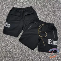 rhude shorts mens 22 new pill drawstring mesh lining casual pants 3m reflective letter boxing sweatpants