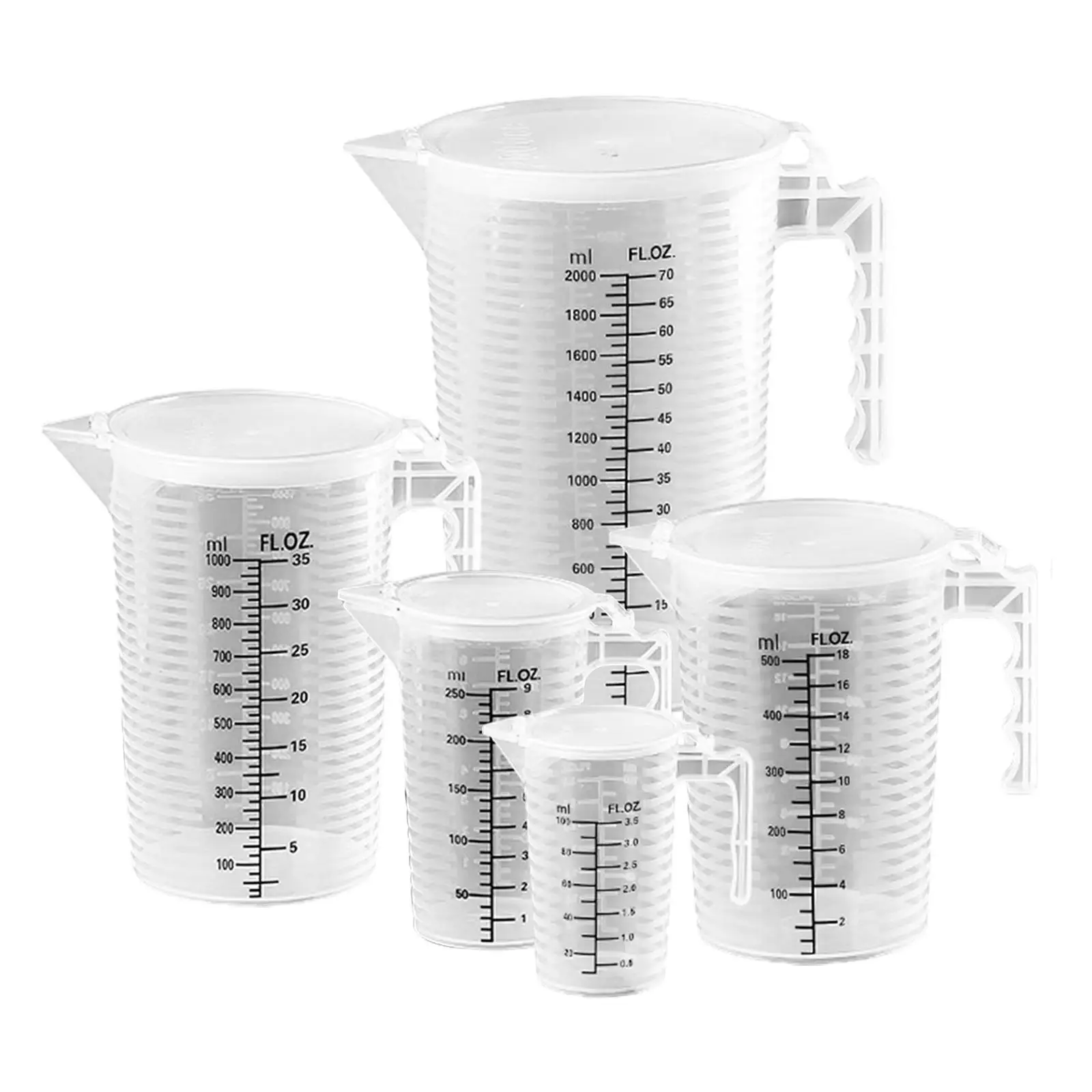 

5x Plastic Pitcher Juice Beverage Jar Leakproof Measuring Cup Cold Kettle with Lid for Tea Restaurant Milk Cold Beverage Bedside