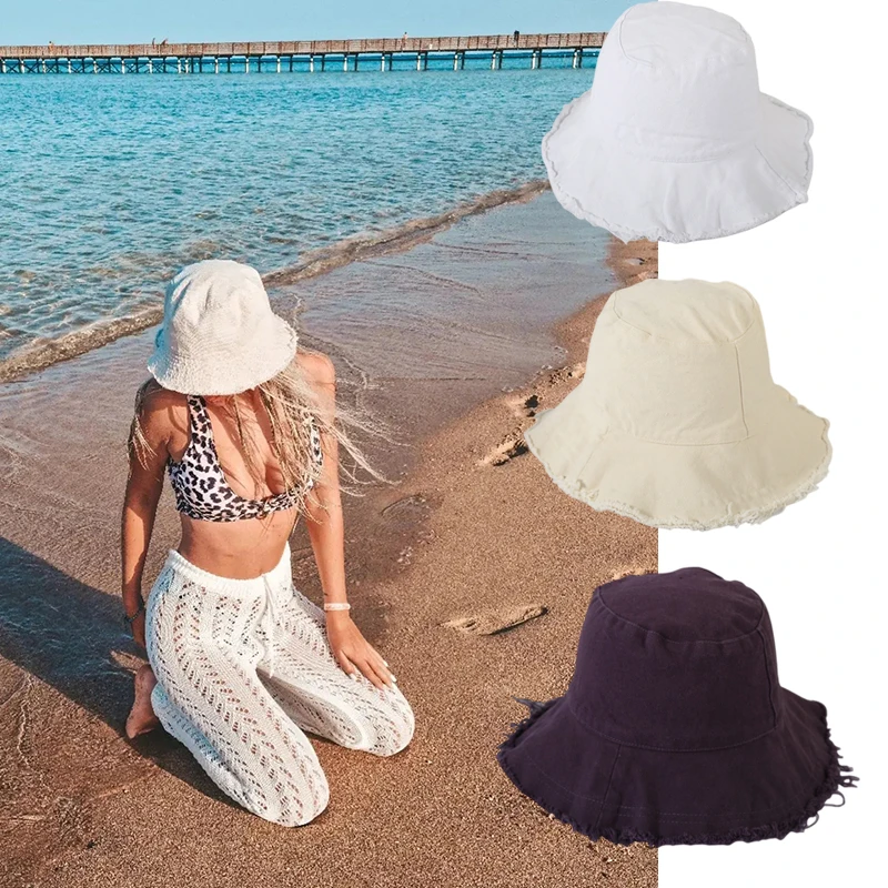

Cotton Fashion Bucket Hat Korean Casual Ladies Flat Tassel Fisherman's Hat Beach Tourism Hats Women Breathable Sun Hat