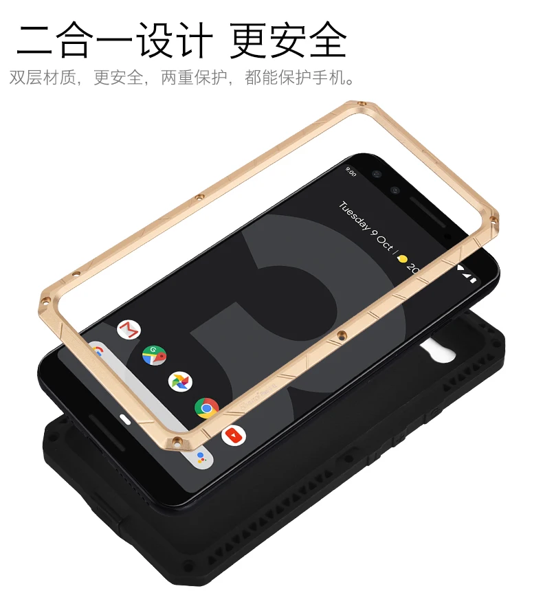 Imatch Aluminum Metal Armor Silicone Shockproof Cover For Google Pixel 3 3a Xl  Dirt Shock Proof Case