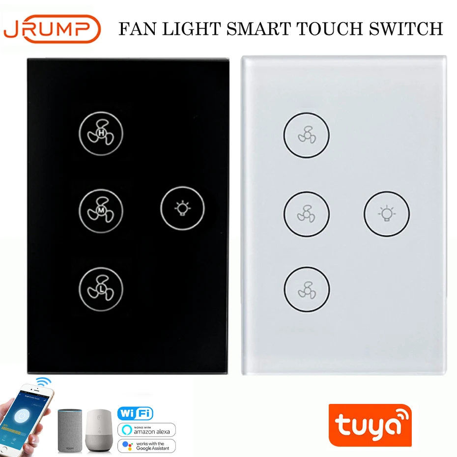 

US standard Smart Fan Light Switch Ceiling Fan Light Touch Switch Support Mobile Phone Control Smart Switch