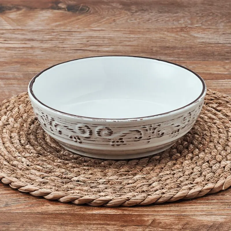 

with Blue Traditional Design Amazing 7-In Set of 4 Round White Stoneware Pasta Bowls with Traditional Blue Design