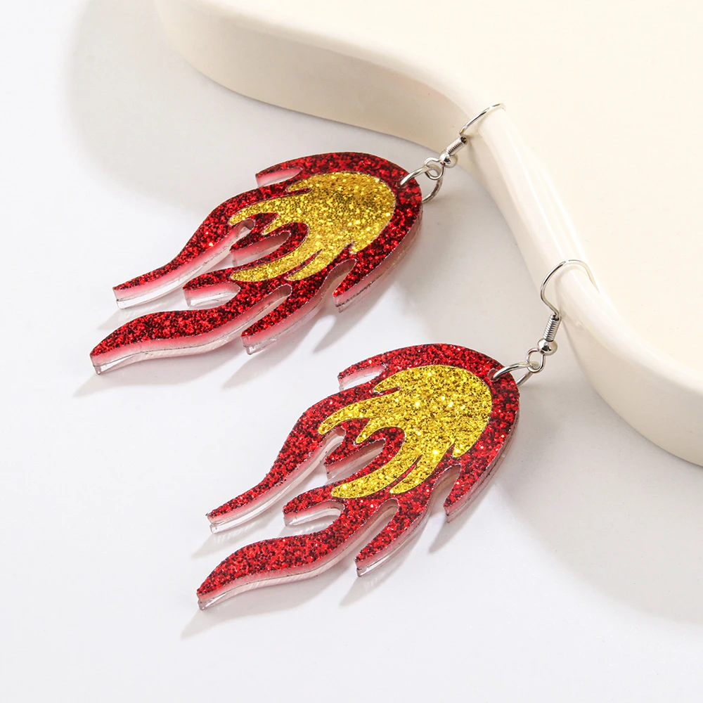 Новые длинные подвески в форме пламени акриловые двойные Прошитые ювелирные