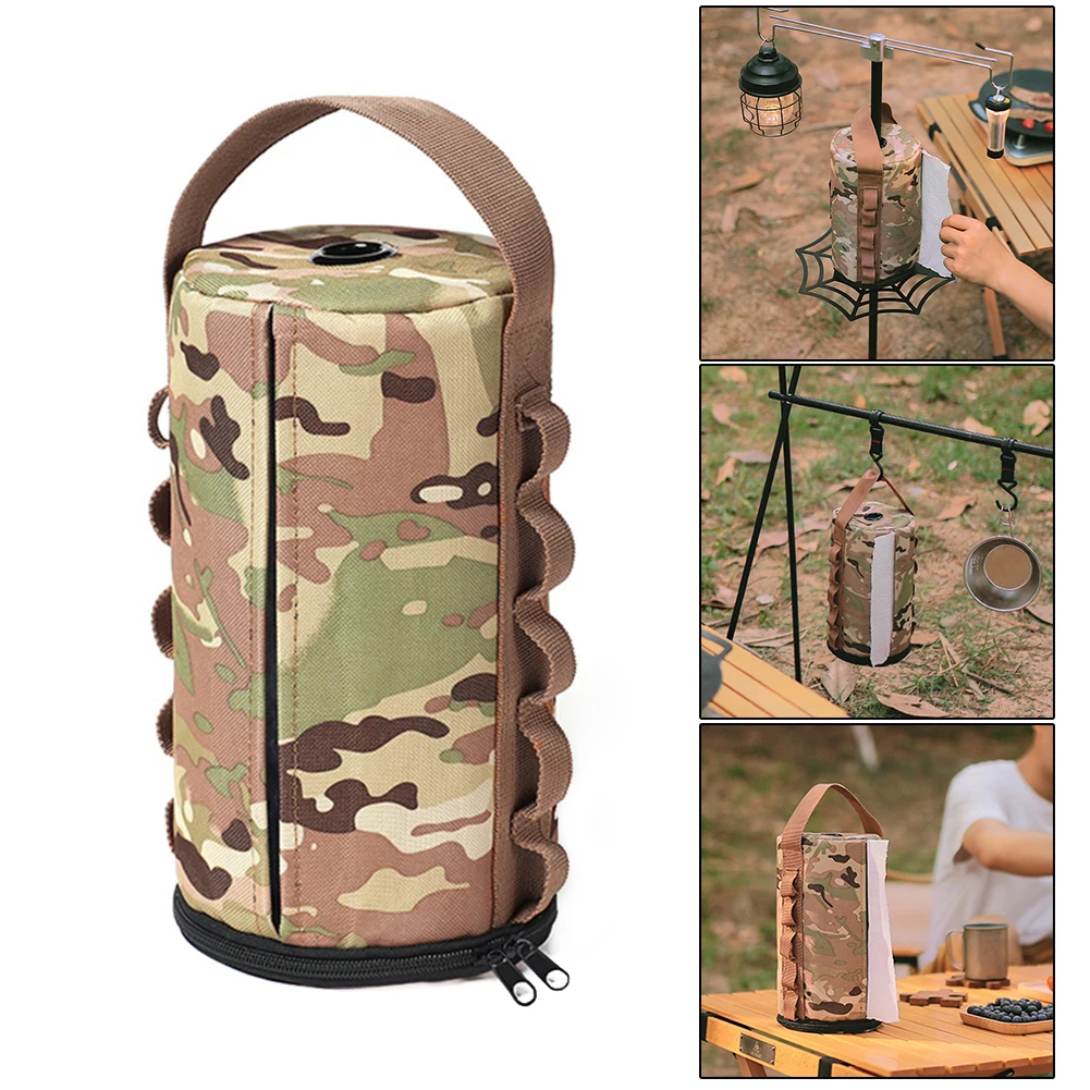 

Polyester Camping Paper Box Large Capacity Caliber Kitchen Tissue Box Hangable Paper Extraction Box Portable Outdoor Accessories