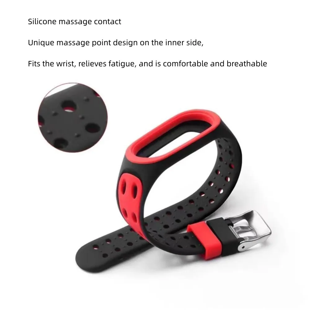 Double Buckle Breathable Soft Silicone Replacement Sport Strap For Xiaomi Mi Band 7 6 5 4 3 Straps Wristband MiBand 7 Bracelet