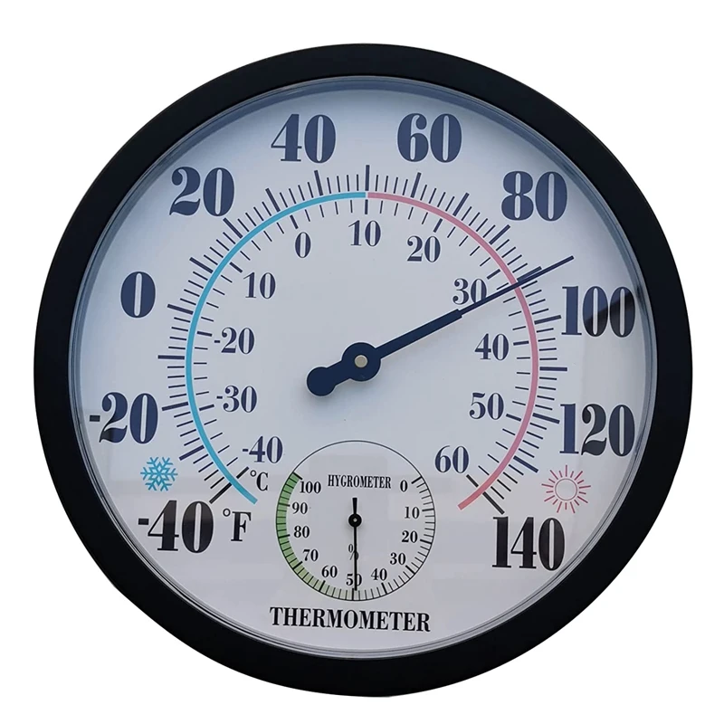 

Indoor Outdoor Thermometer Garden Wall Patio Weather Thermometer Hygrometer, Large Number 10 In Diameter