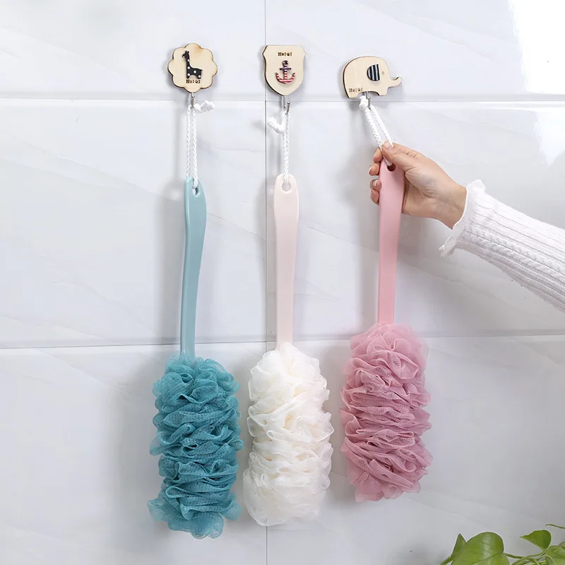 

1PC Long Handle Bath Flower Scrubber Bath Ball Large Size Bathing Brush Soft Bubble Gauze Mesh Rubbing Back Shower Plastic