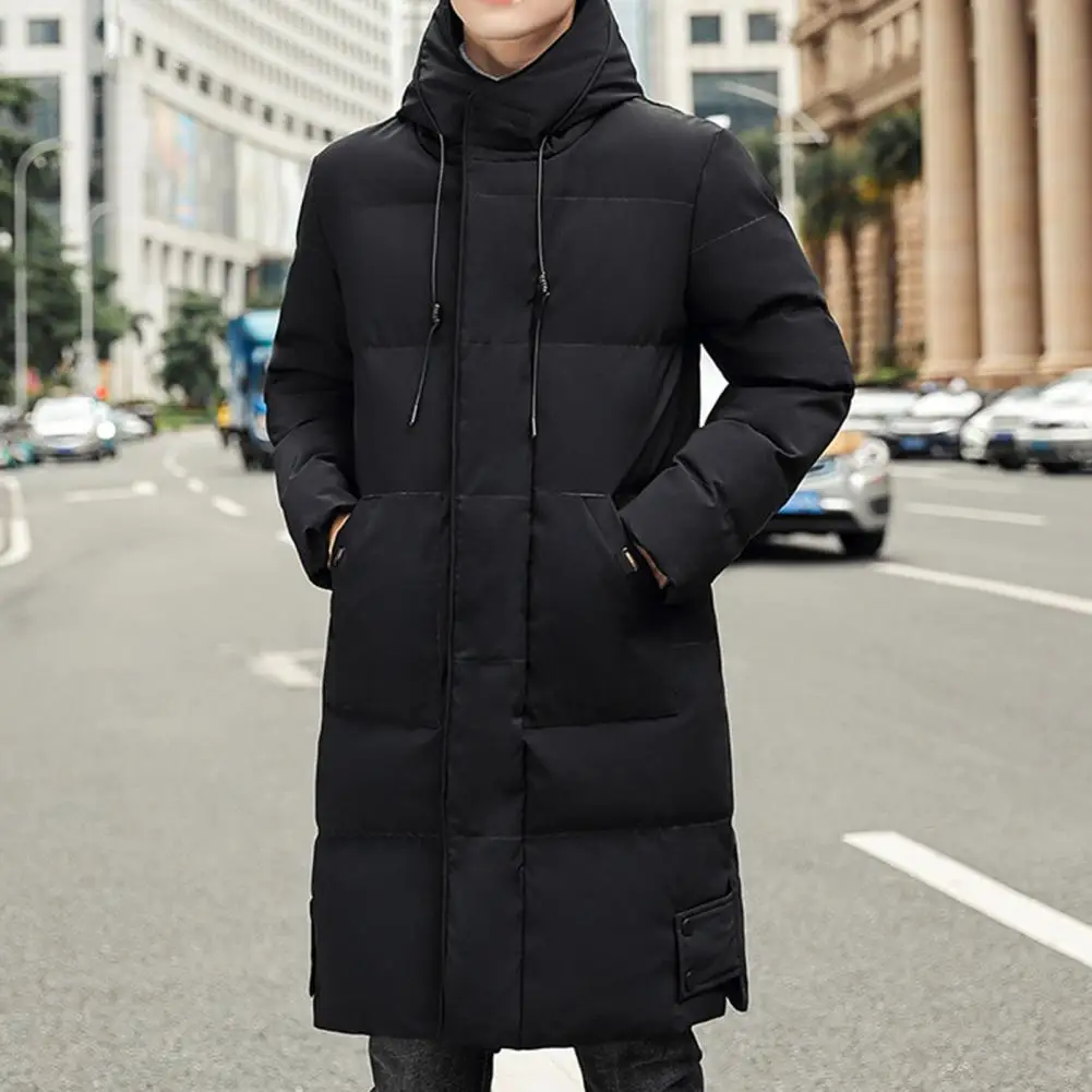 Stylish Men Winter Coat Hat Men Down Coat Padded Zip Up Plus Size Men Winter Coat  Thermal