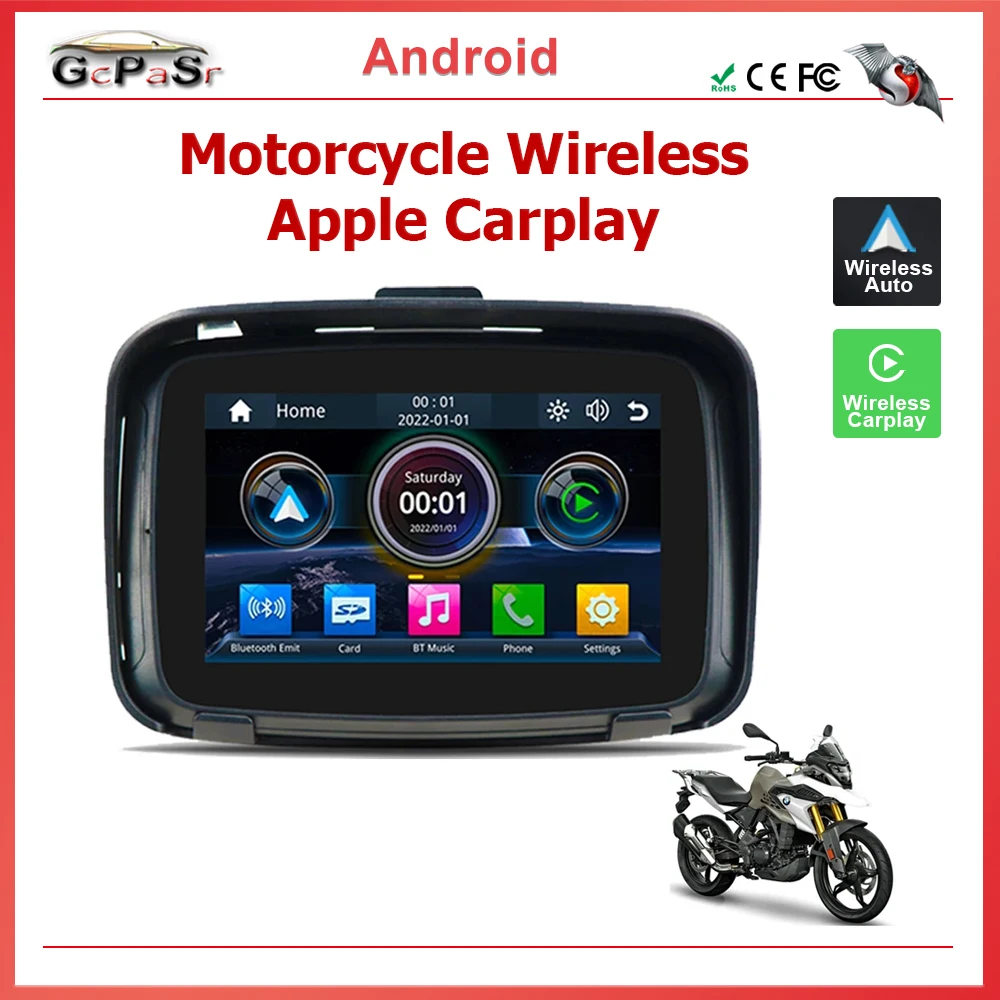

Портативный GPS-навигатор для мотоцикла, водонепроницаемый дисплей 5 дюймов, Carplay, Android, автомобильный высокопроизводительный экран IPX7Moto, беспроводной Apple