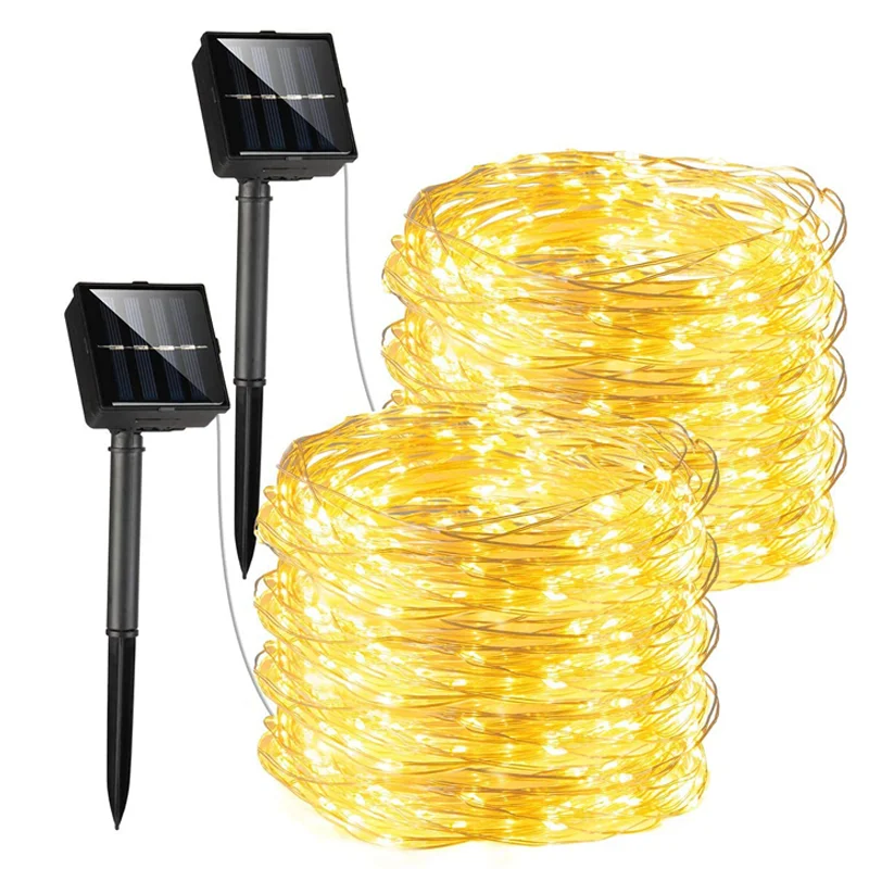 

Solar Led Fairy Lamp Outdoor Ip65 Waterproof Festoon Lighting Chains for Garden Christmas Wedding Backyard Decoration Led Tinsel