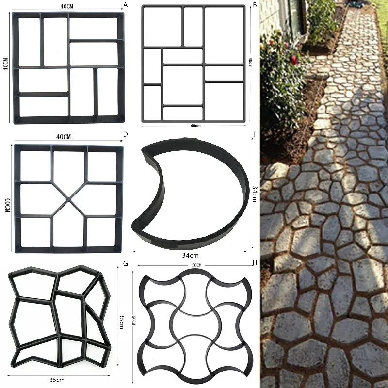 

New 1pc Manually Paving Cement Brick Concrete Molds DIY Plastic Path Maker Mold Garden Stone Road Mold Garden Decoration