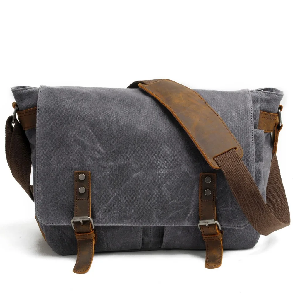 

Crazy Bags High Leather Male Canvas Bags Crossbody Travel Bags Men Briefcases Shoulder Horse Quality Men Messenger For Business