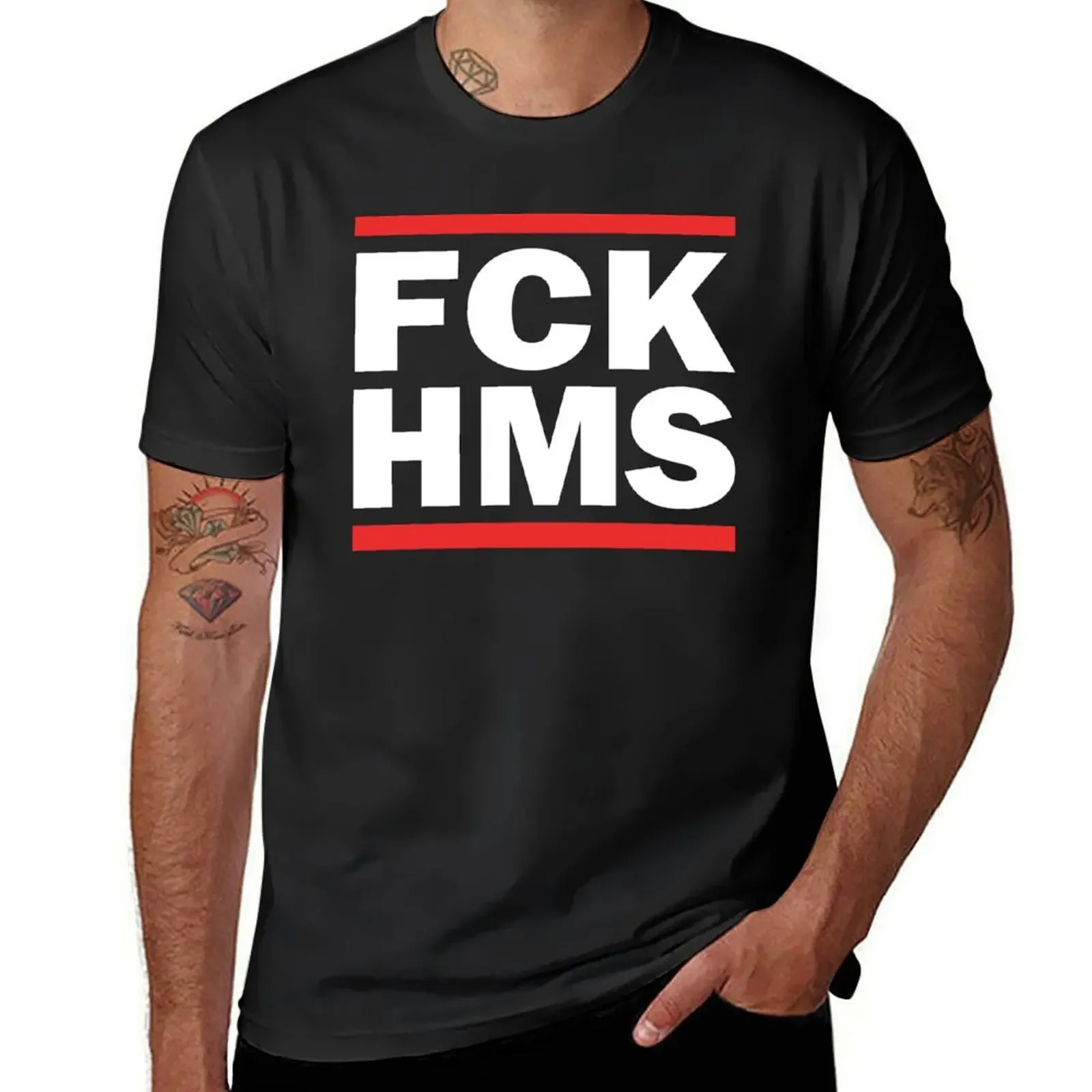 

Мужская Повседневная Хлопковая Футболка С Принтом FCK HMS, Быстросохнущая, С Коротким Рукавом, Круглым Вырезом