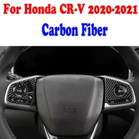 2x car carbon fiber style steering wheel cover trim for honda for cr v 2017 2022 car interior decoration car styling