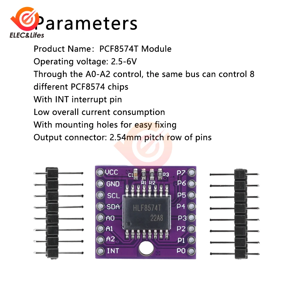 2 5-6 В постоянного тока MCU 8574 PCF8574T Плата адаптера MCU8574 расширения Модуль