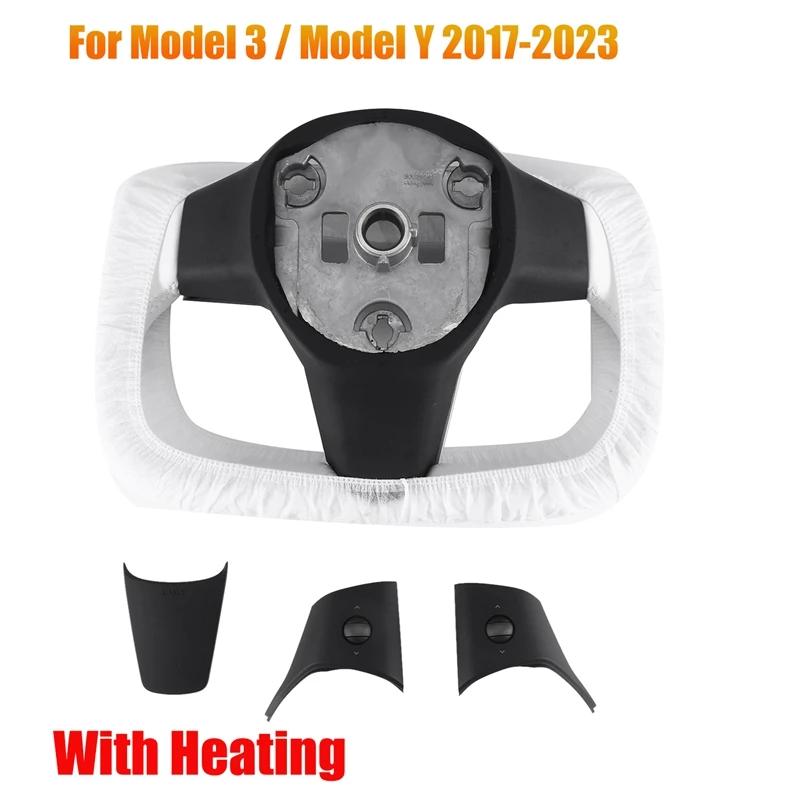 

Автомобильное рулевое колесо Yoke, рулевое колесо для Tesla Model 3, модель Y 2017-2023, черная белая кожаная панель с кнопками (с подогревом)