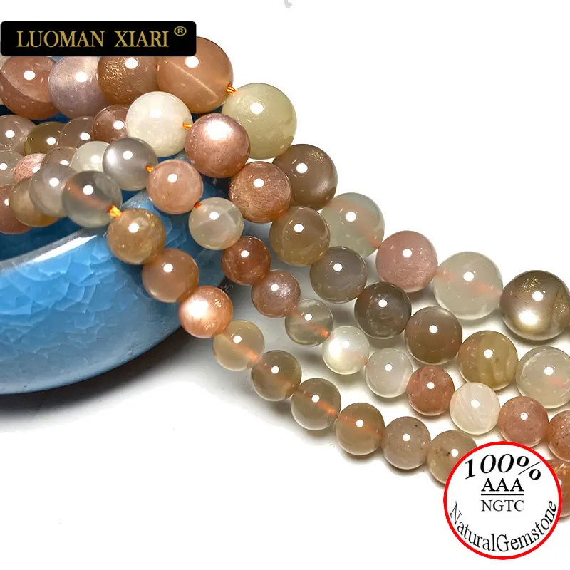 Натуральный драгоценный камень Dream Sunstone Amzonite, аметист, свободные гладкие круглые камни, бриллианты, браслет 4 6 8 10 12 мм
