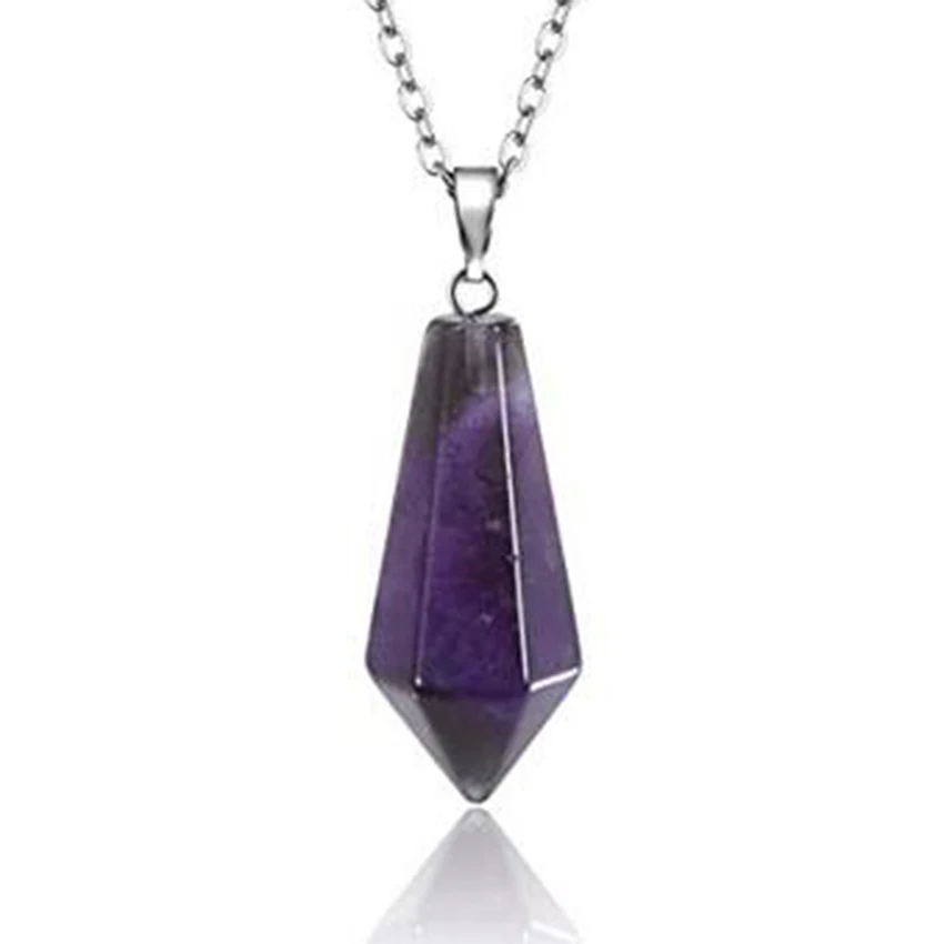 

Ожерелье с натуральным кристаллом LL, шестигранное, современное стильное ожерелье с аметистом и розой Quaytz горный Кристальный кулон, ювелирн...