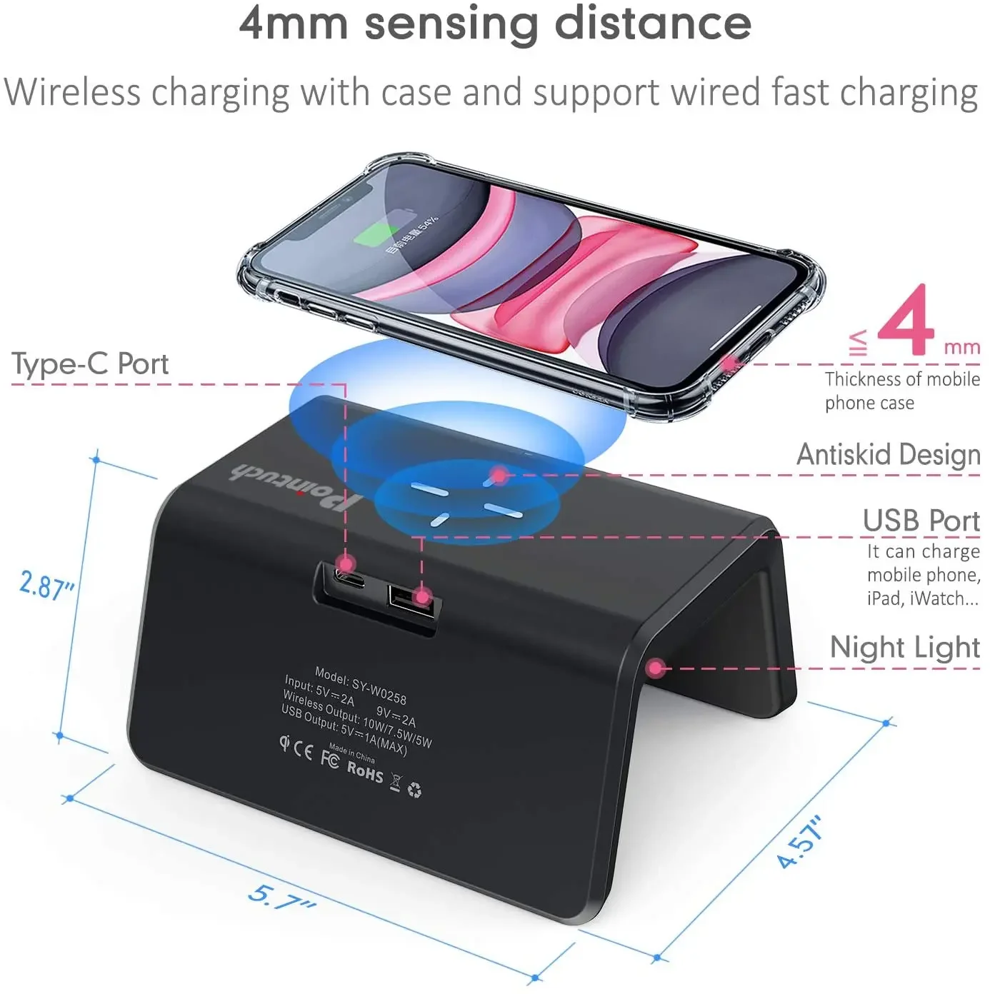 Цифровой будильник для спальни внешняя фотография версия 4 яркость/Airpords USB