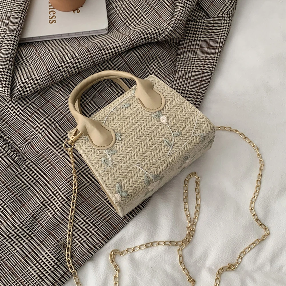 

Women Female Shoulder Bag Fashion Woven Crossbody Handbag Multifunctional Flower High-Capacity Wear Resistance Shopping Trip