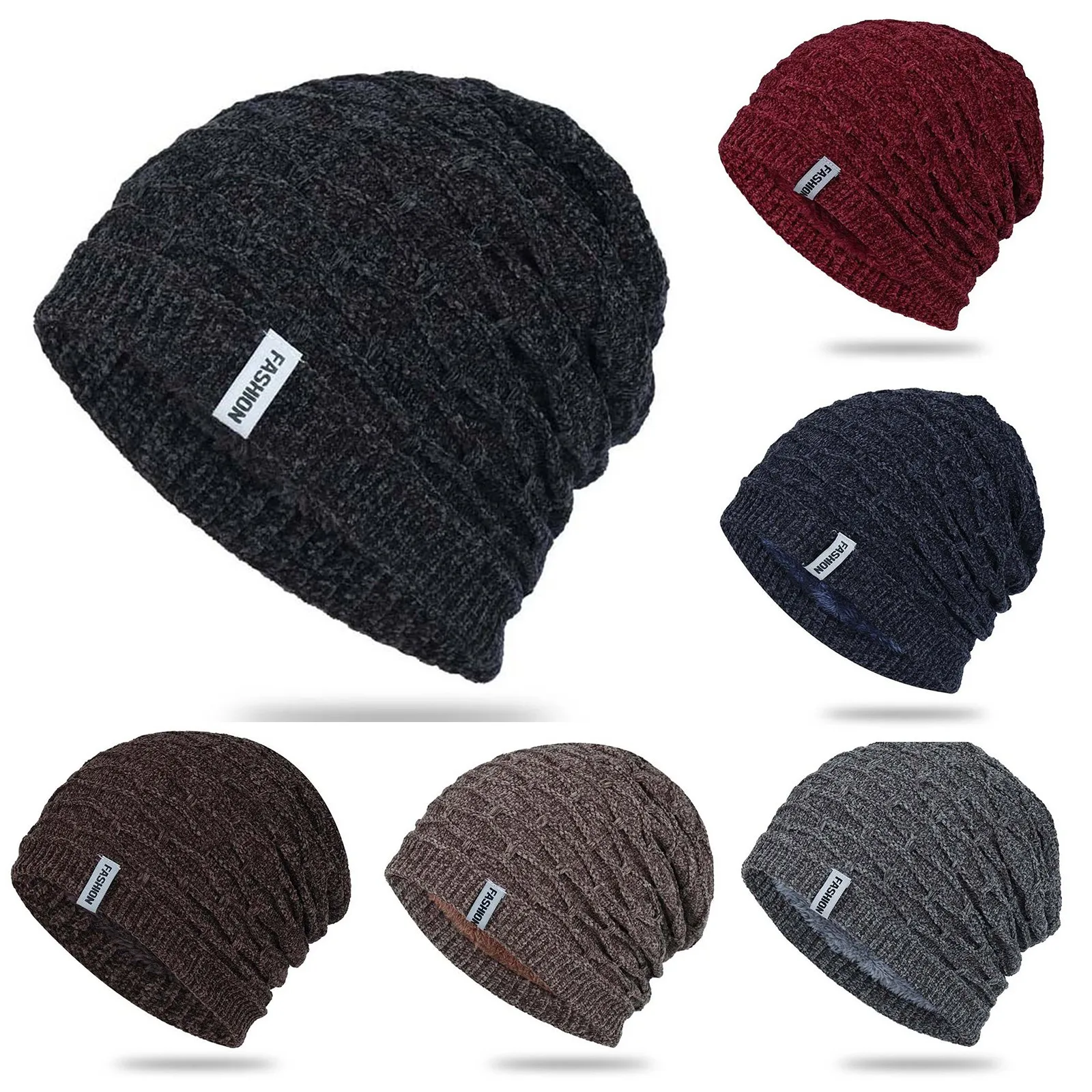 

Top Knitted Beanie Women's Hat Winter Men Skullies Beanies Warm Casual Slouchy Hat Crochet Beanie Hat Female Baggy Cap Chapeau
