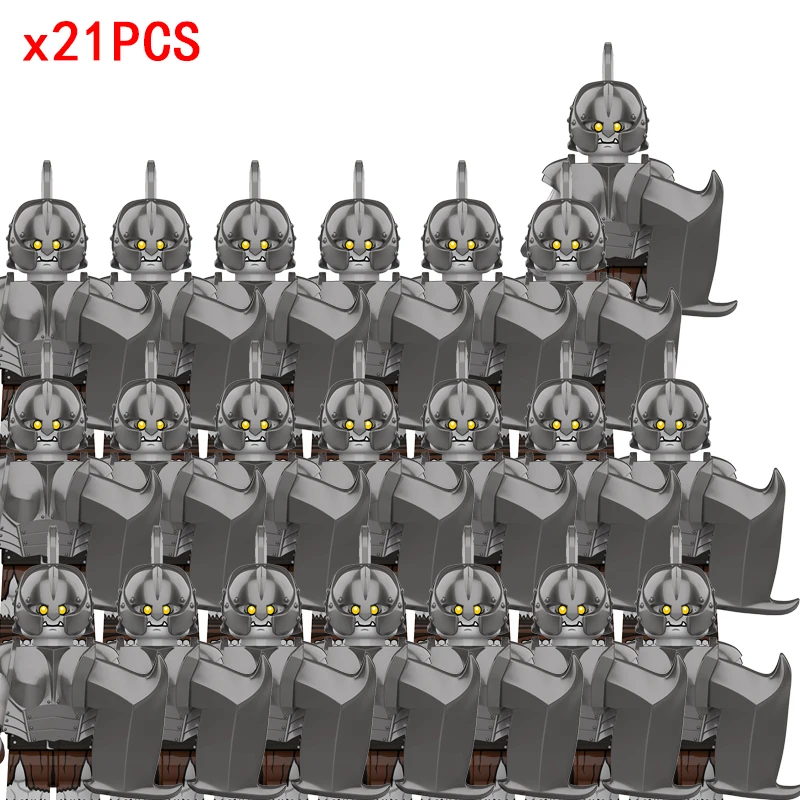 

21pcs/lot Classic Medieval Movie Uruk-hai Orc Army Group Orcus Figures Building Blocks LOTR Figures Toys For Children