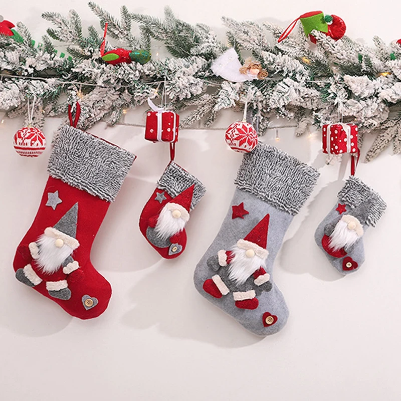 

Рождественские чулки, гном, Санта-Клаус, подарок, Детская сумка для конфет, снеговик, олень, карманная подвеска, новый год